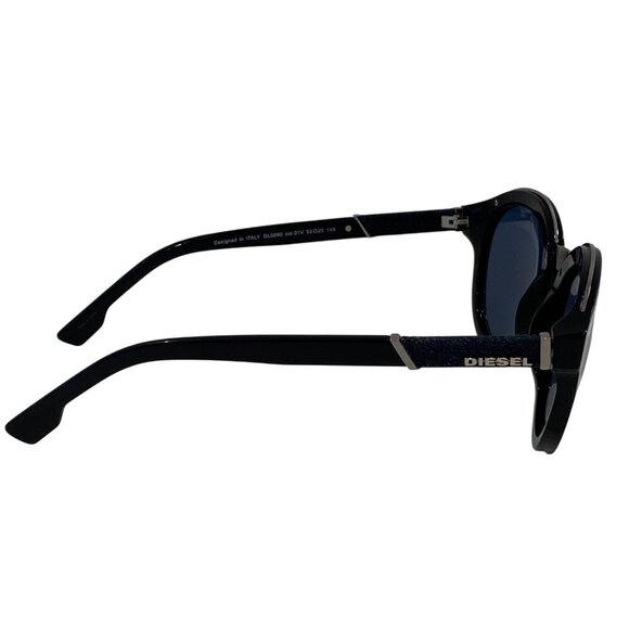 Diesel Accessories - Diesel Womens Round Black Sunglasses With Denim Accents & Dark Lenses 3-2.4